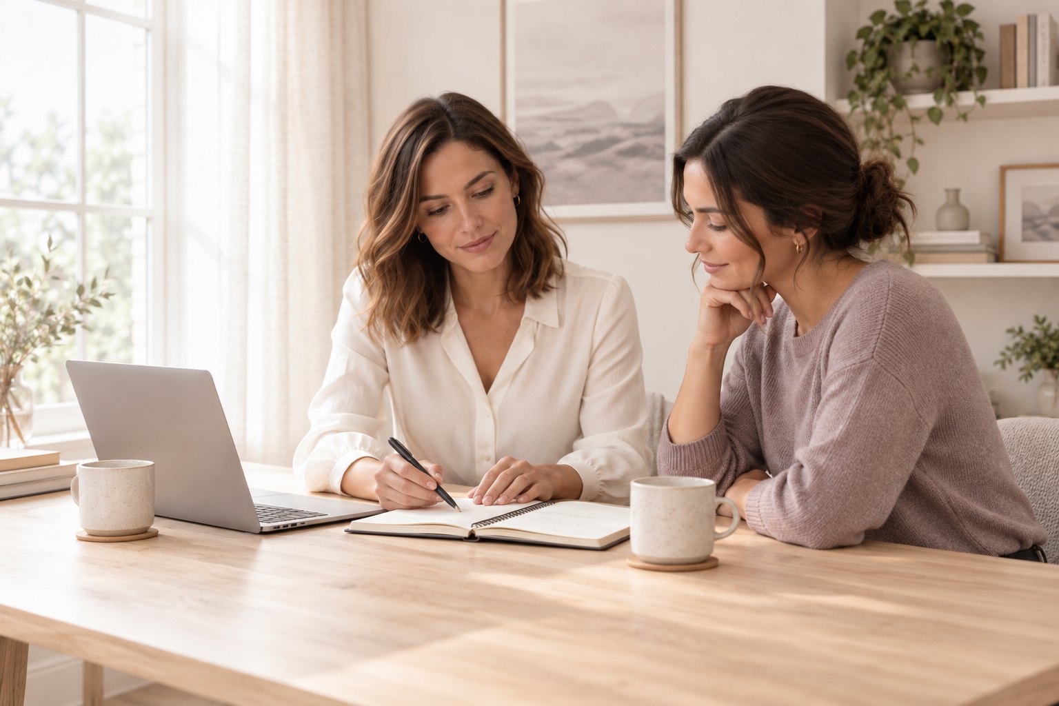 A friendly bookkeeping consultation at a bright desk